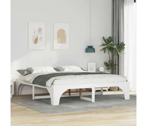 Voodi Raam Valge 180 X 200 Cm Tahke Mänd