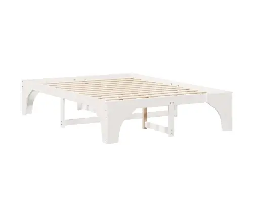 Grīdas Gultas Rāmis Balts 150 X 200 Cm Priedes Masīvkoks Vidaxl