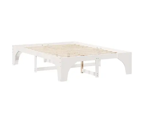 Grīdas Gultas Rāmis Balts 150 X 200 Cm Priedes Masīvkoks Vidaxl