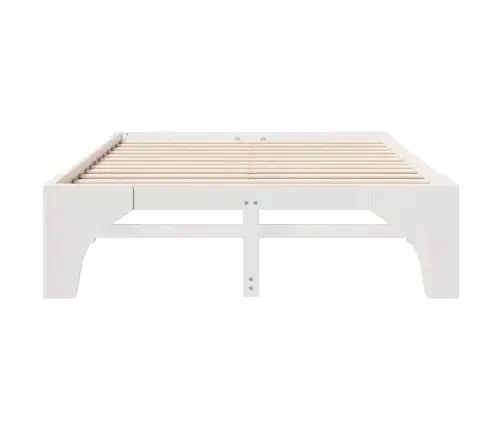 Grīdas Gultas Rāmis Balts 150 X 200 Cm Priedes Masīvkoks Vidaxl