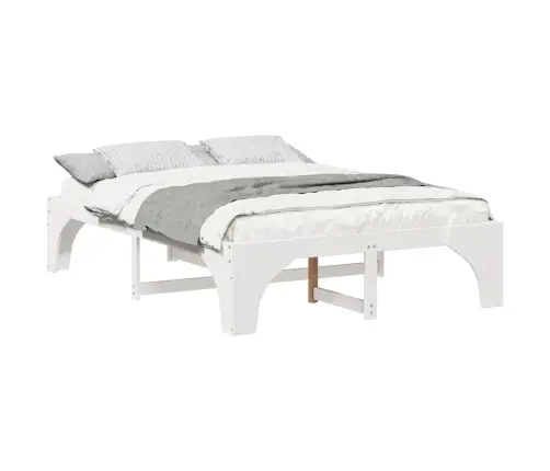 Grīdas Gultas Rāmis Balts 150 X 200 Cm Priedes Masīvkoks Vidaxl