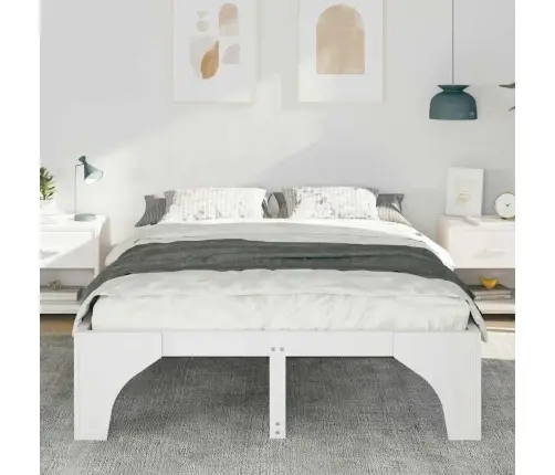 Voodi Raam Valge 140 X 200 Cm Tahke Mänd