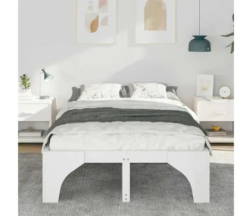 Grīdas Gultas Rāmis Balts 140 X 190 Cm Priedes Masīvkoks Vidaxl