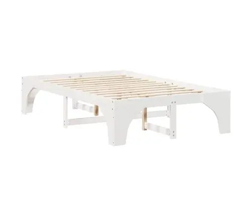Grīdas Gultas Rāmis Balts 135 X 190 Cm Priedes Masīvkoks Vidaxl