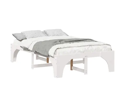 Grīdas Gultas Rāmis Balts 135 X 190 Cm Priedes Masīvkoks Vidaxl