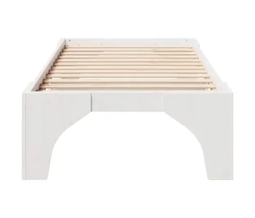 Grīdas Gultas Rāmis Balts 90 X 200 Cm Priedes Masīvkoks Vidaxl