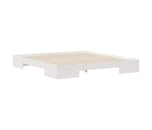 Grindų Lovos Rėmas Balta 200 X 200 Cm Pušies Masyvas