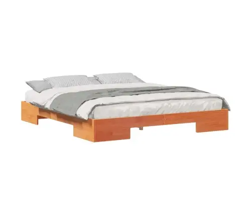 Grindų Lovos Rėmas Su Saugykla Ruda 200 X 200 Cm Pušies Masyvas