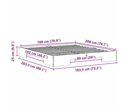 Põrandavoodiraam Ladustamisega Pruun 180 X 200 Cm Männipuit