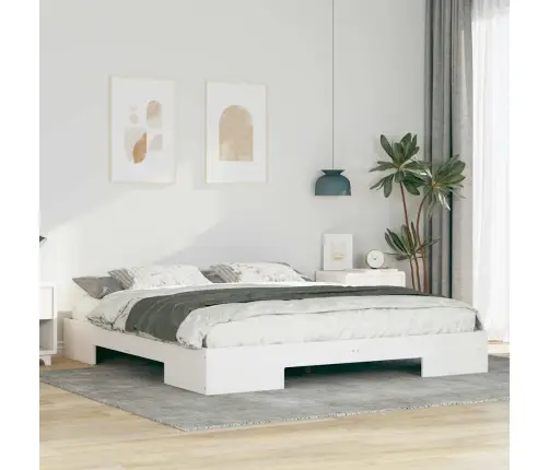 Grīdas Gultas Rāmis Balts 180 X 200 Cm Priedes Masīvkoks Vidaxl
