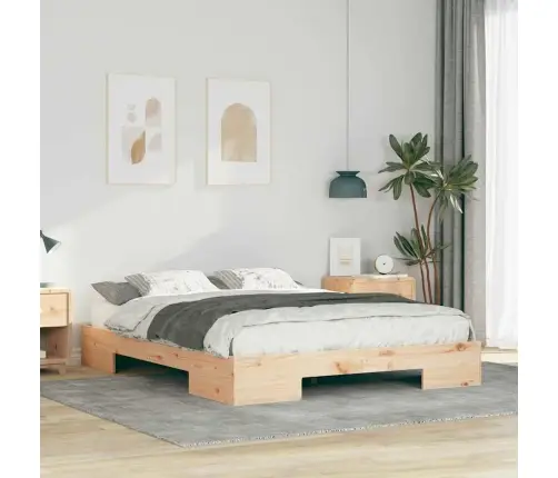Grīdas Gultas Rāmis Brūna 160 X 200 Cm Priedes Masīvkoks Vidaxl
