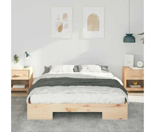 Grīdas Gultas Rāmis Brūna 160 X 200 Cm Priedes Masīvkoks Vidaxl