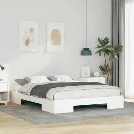 Põrandavoodiraam Ladustamisega Valge 160 X 200 Cm Männipuit
