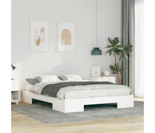 Grīdas Gultas Rāmis Balts 160 X 200 Cm Priedes Masīvkoks Vidaxl