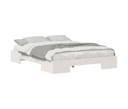 Põrandavoodiraam Ladustamisega Valge 160 X 200 Cm Männipuit