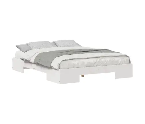 Grīdas Gultas Rāmis Balts 160 X 200 Cm Priedes Masīvkoks Vidaxl