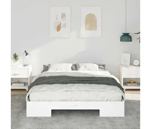 Põrandavoodiraam Ladustamisega Valge 150 X 200 Cm Männipuit