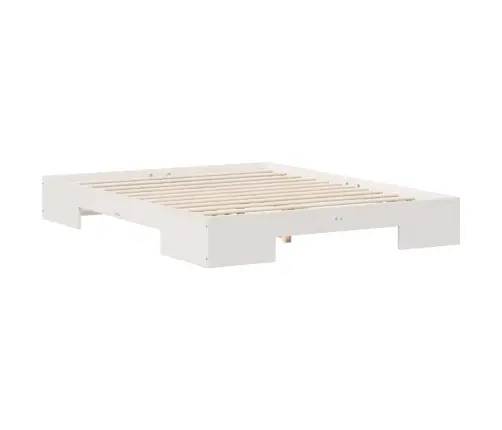 Põrandavoodiraam Ladustamisega Valge 150 X 200 Cm Männipuit