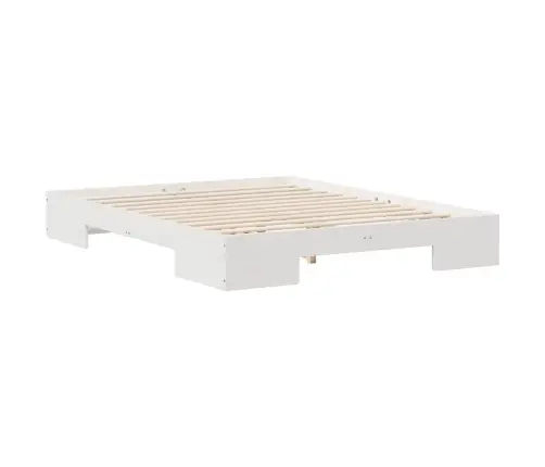 Põrandavoodiraam Ladustamisega Valge 150 X 200 Cm Männipuit