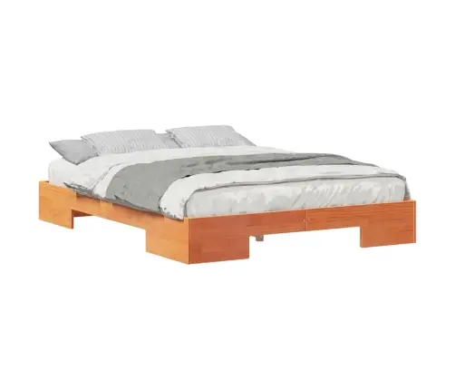 Grindų Lovos Rėmas Su Saugykla Ruda 150 X 200 Cm Pušies Masyvas