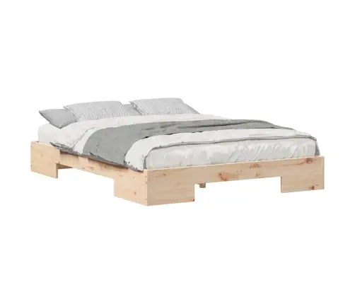 Grīdas Gultas Rāmis Brūna 140 X 200 Cm Priedes Masīvkoks Vidaxl