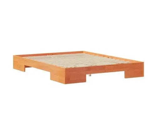 Grindų Lovos Rėmas Su Saugykla Ruda 140 X 200 Cm Pušies Masyvas