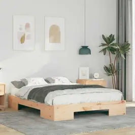 Grindų Lovos Rėmas Su Saugykla Ruda 140 X 190 Cm Pušies Masyvas