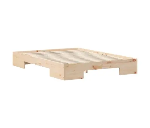 Grindų Lovos Rėmas Su Saugykla Ruda 140 X 190 Cm Pušies Masyvas