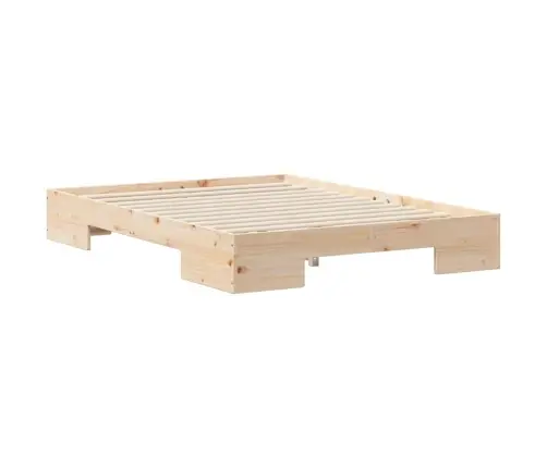Grindų Lovos Rėmas Su Saugykla Ruda 140 X 190 Cm Pušies Masyvas