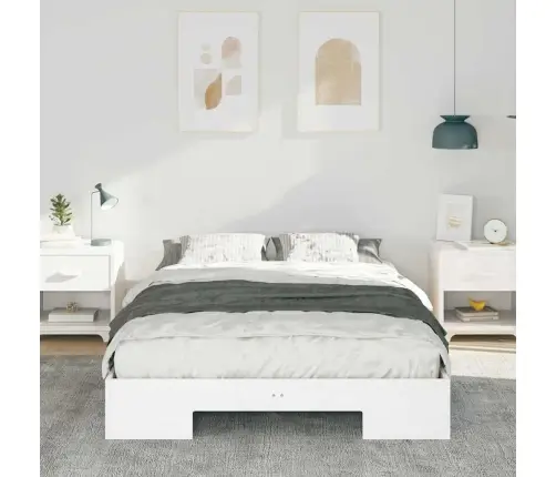 Grīdas Gultas Rāmis Balts 140 X 190 Cm Priedes Masīvkoks Vidaxl