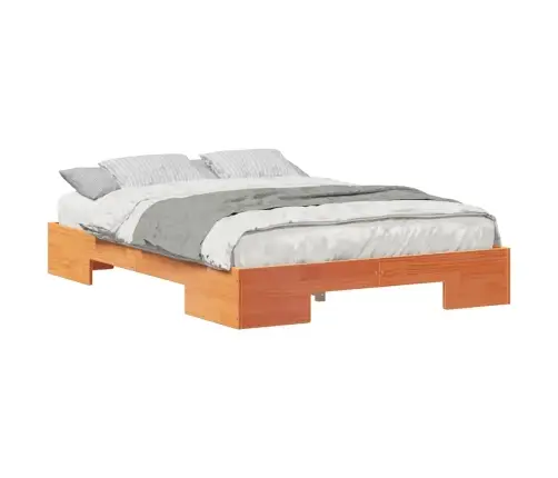 Grīdas Gultas Rāmis Brūna 140 X 190 Cm Priedes Masīvkoks Vidaxl