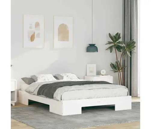 Grīdas Gultas Rāmis Balts 135 X 190 Cm Priedes Masīvkoks Vidaxl