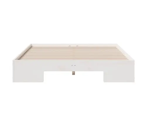 Grīdas Gultas Rāmis Balts 135 X 190 Cm Priedes Masīvkoks Vidaxl