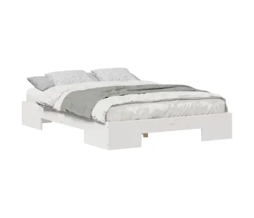 Grīdas Gultas Rāmis Balts 135 X 190 Cm Priedes Masīvkoks Vidaxl