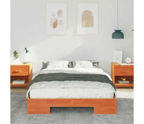 Grindų Lovos Rėmas Su Saugykla Ruda 120 X 190 Cm Pušies Masyvas