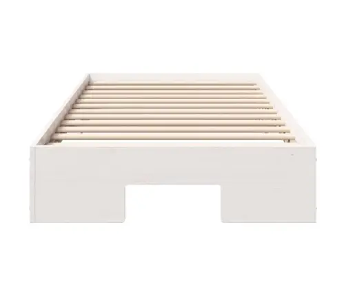 Grindų Lovos Rėmas Su Saugykla Balta 80 X 200 Cm Pušies Masyvas