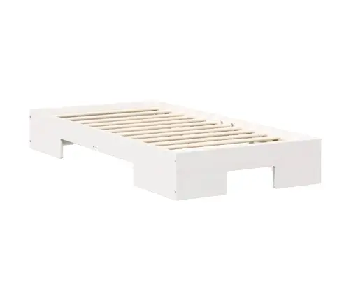 Grindų Lovos Rėmas Su Saugykla Balta 80 X 200 Cm Pušies Masyvas