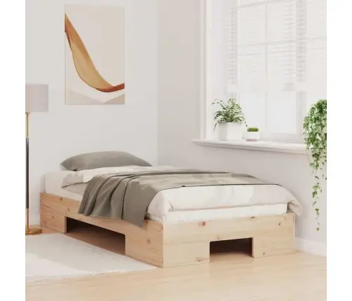 Grindų Lovos Rėmas Su Saugykla Ruda 90 X 190 Cm Pušies Masyvas