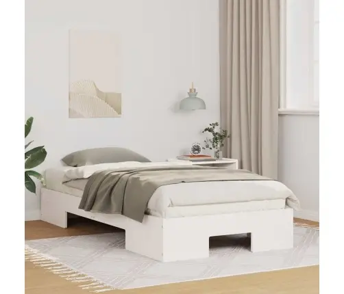 Põrandavoodiraam Ladustamisega Valge 90 X 190 Cm Männipuit