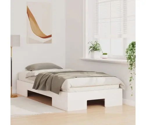 Põrandavoodiraam Ladustamisega Valge 90 X 190 Cm Männipuit