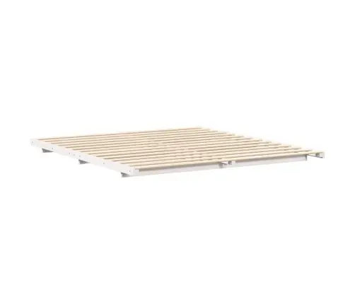 Grīdas Gultas Rāmis Balts 200 X 200 Cm Priedes Masīvkoks Vidaxl