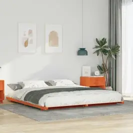Grīdas Gultas Rāmis Vaska Brūna 200 X 200 Cm Priedes Masīvkoks Vidaxl
