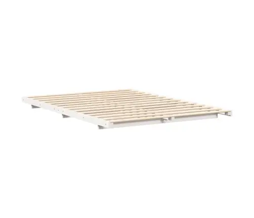 Grīdas Gultas Rāmis Balts 140 X 200 Cm Priedes Masīvkoks Vidaxl