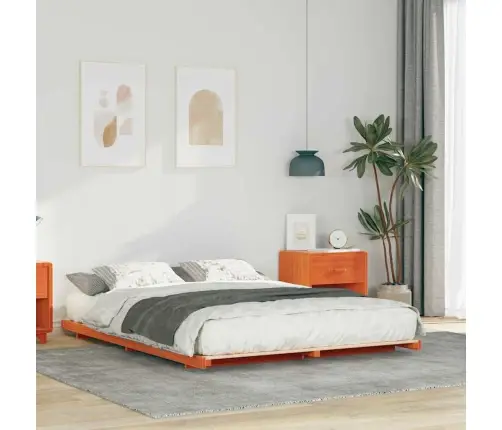 Grīdas Gultas Rāmis Vaska Brūna 140 X 200 Cm Priedes Masīvkoks Vidaxl