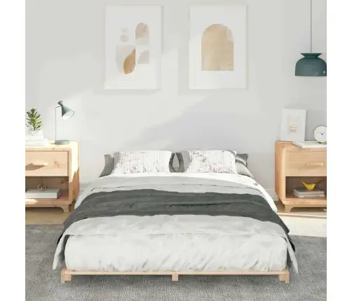 Grindų Lovos Rėmas Ruda 135 X 190 Cm Pušies Masyvas
