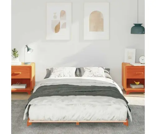 Grindų Lovos Rėmas Vaško Ruda 135 X 190 Cm Pušies Masyvas