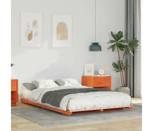 Grīdas Gultas Rāmis Vaska Brūna 120 X190 Cm Priedes Masīvkoks Vidaxl