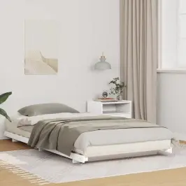 Grindų Lovos Rėmas Balta 80 X 200 Cm Pušies Masyvas
