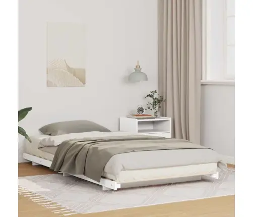 Grindų Lovos Rėmas Balta 80 X 210 Cm Pušies Masyvas