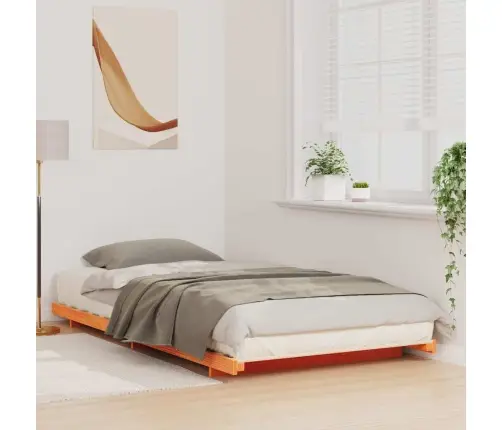 Grīdas Gultas Rāmis Vaska Brūna 100 X 210 Cm Priedes Masīvkoks Vidaxl